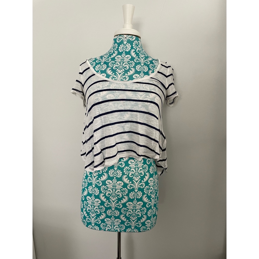 Guess Striped Crop Top Lace back